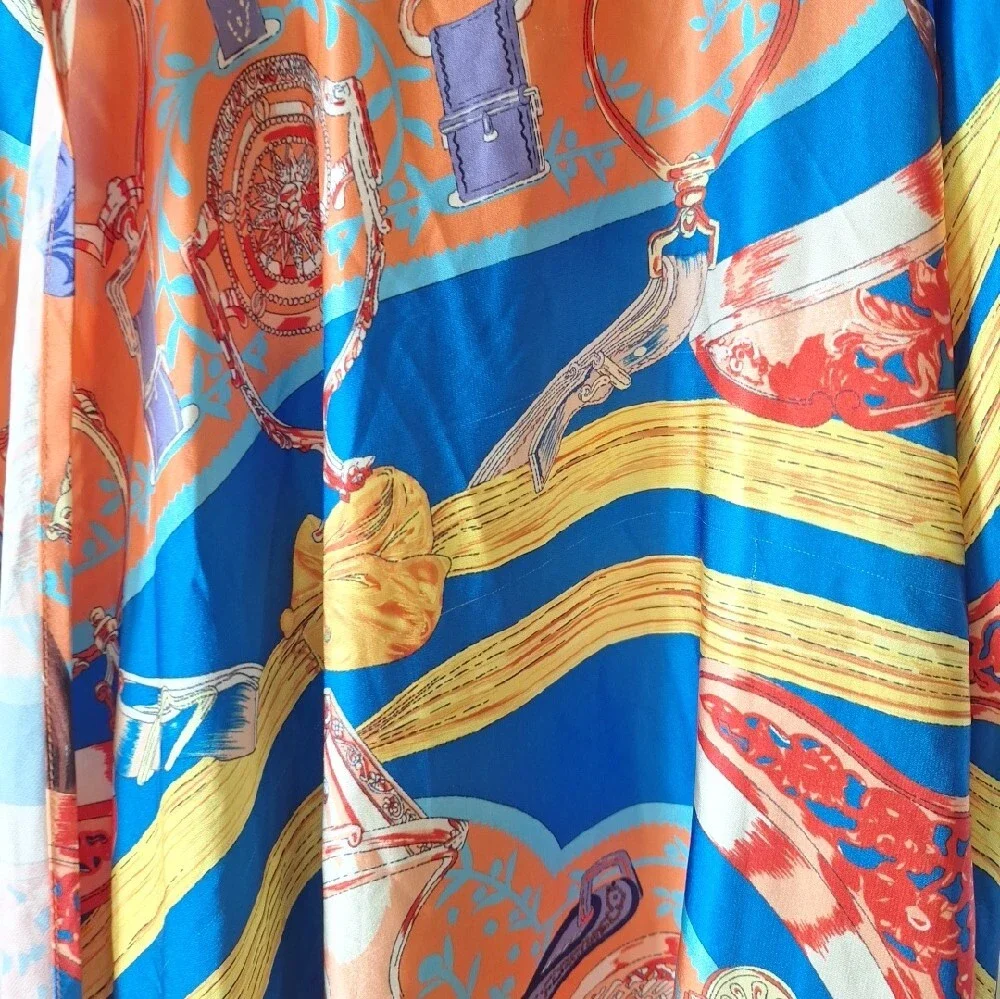 AKIRA Orange & Blue Printed Maxi Skirt